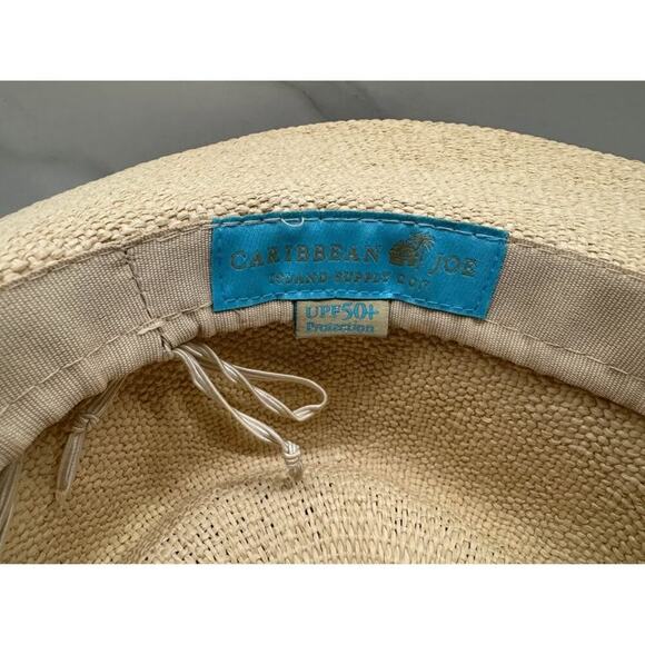 Caribbean Joe Wide Brim Adjustable Bangkok Toyo Gaucho Hat with Aztec Trim - Picture 7 of 7